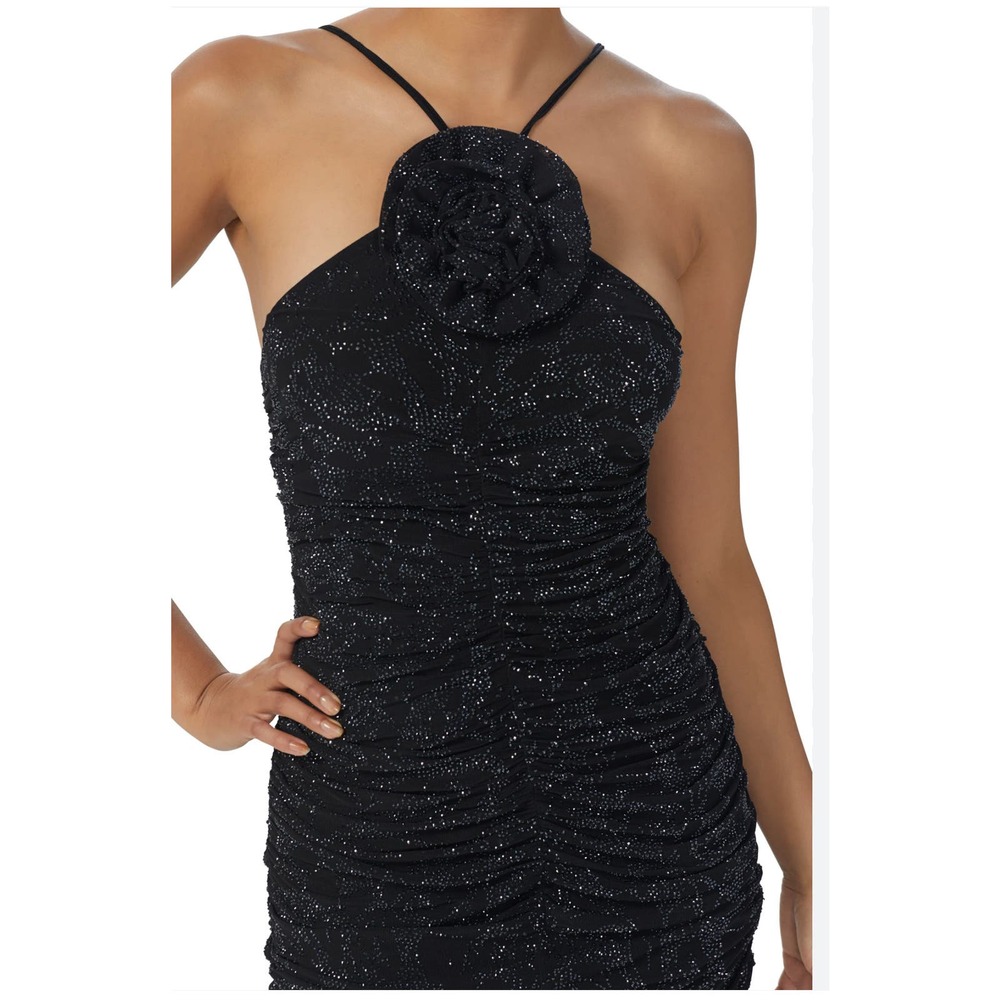 AFRM Mila Rose Rhinestone Mini Ruched Dress. Size Small. NWT. Bodycontoured.